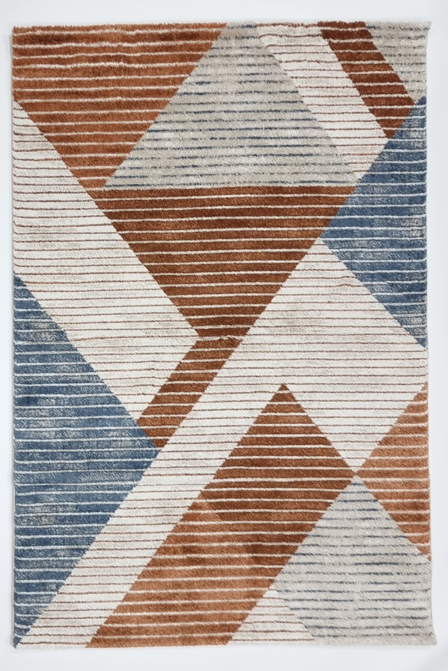 Geometric Blue Beige 441  Rug
