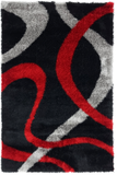 Black Red Shaggy Rug