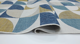 Geometric Blue Cream Outdoor 1113  Rug