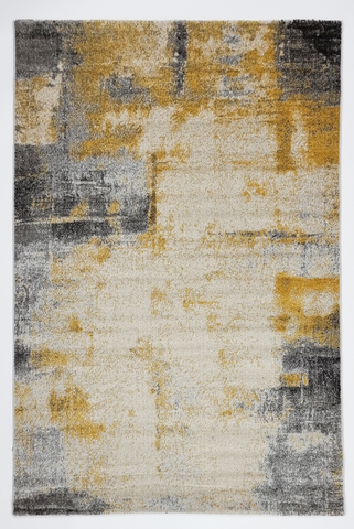 Abstract Grey Mustard 188 Frisee Rug