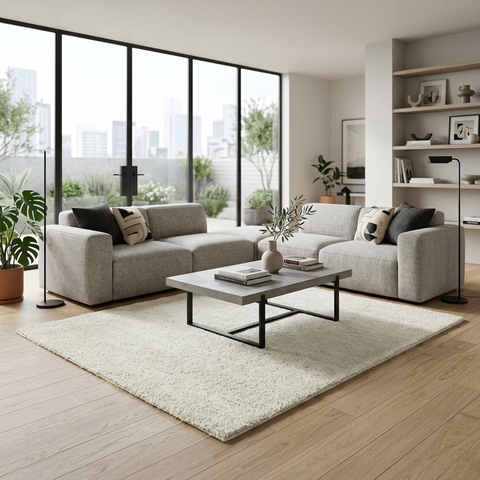 Plain Cream Shaggy Rug  261