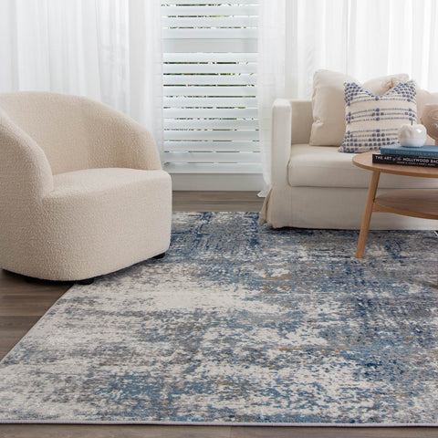 Blue Grey Abstract Rug 11