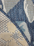 Blue Floral  Outdoor 1137  Rug  (Round)