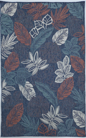 Navy Blue Floral Outdoor 1111 Rug