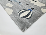 Airplane Kids Rug 860 Grey Blue