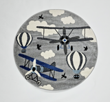 Airplane Kids Rug 860 Grey Blue