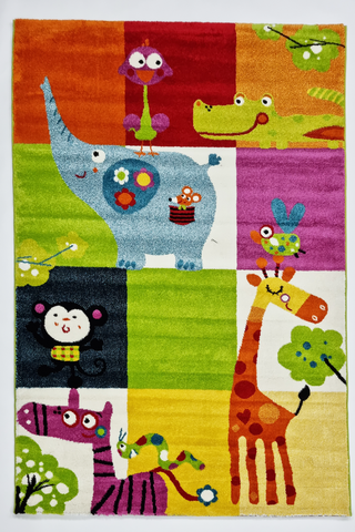 Safari Animals Kids Rug  868 Green