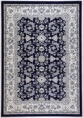 Floral Navy Ivory Traditional  Ottoman  Rug 4379