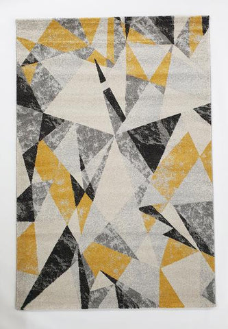 Modern 539 Triangle Grey Mustard Rug