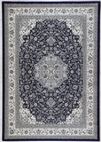 Navy Ivory Floral Traditional Ottoman Rug 9063