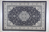 Navy Ivory Floral Traditional Ottoman Rug 9063