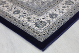 Navy Ivory Floral Traditional Ottoman Rug 9063