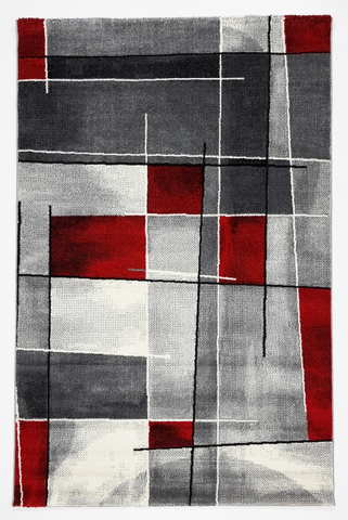Geometric Grey red 555 BONITA Rug