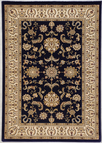 Navy Beige Traditional  Ottoman  Rug 504