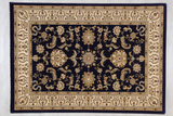 Navy Beige Traditional  Ottoman  Rug 504