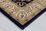 Navy Beige Traditional  Ottoman  Rug 504