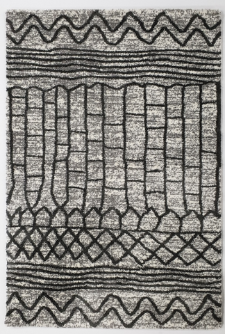 Boho Grey White  5185 Shag Rug