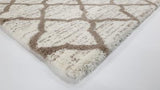 Sophia 7328 Brown Cream Trellis Shag Rug