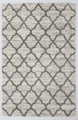 Cream Grey Trellis  7328 Shag Rug
