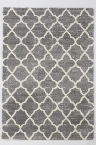 Grey  White Trellis 7328 Soft Rug