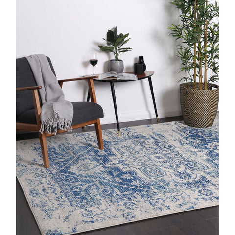 Navy Blue Traditional Delicate 21 Rug