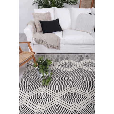 Awassi Ivory Black Trellis Wool 1000 Rug