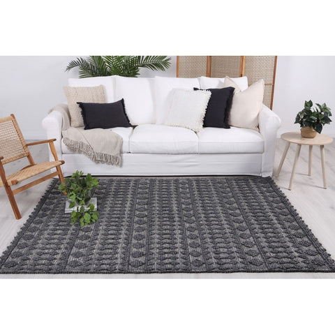 Awassi Grey Geometric Wool 9000 Rug