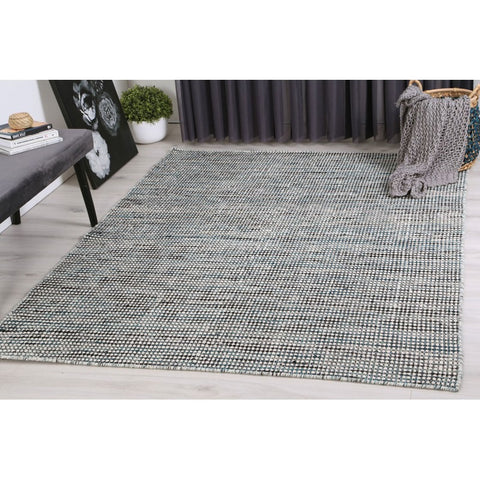 Scandinavian Wool & Cotton Teal Rug